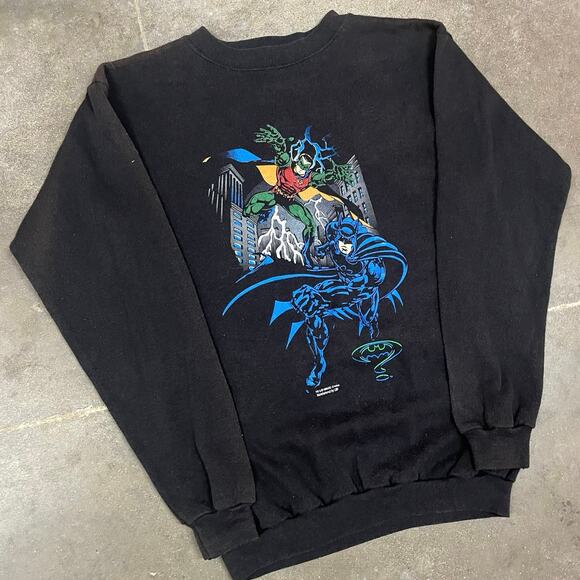 Vintage 90s Batman and Robin Youth Sweater XL - Picture 2 of 7